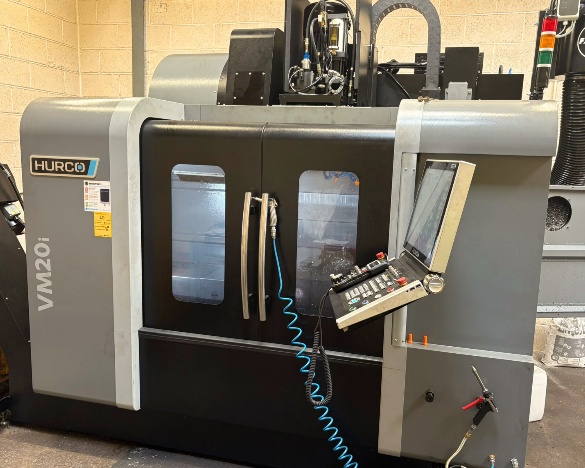 Hurco VM20i CNC machining centre at Grenville Engineering with 20-bar through-spindle coolant system.