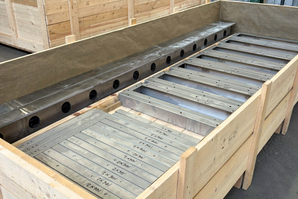 packaged steel fabrications prepared for delivery after final quality inspection