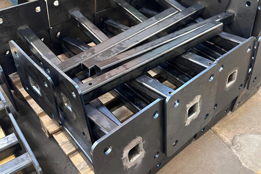 Finished fabricated steel component manufactured by Grenville Engineering using laser cutting, forming and welding.