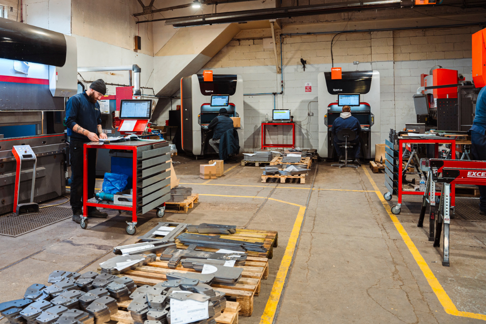 CNC press brakes in the Grenville Engineering sheet metal forming department.