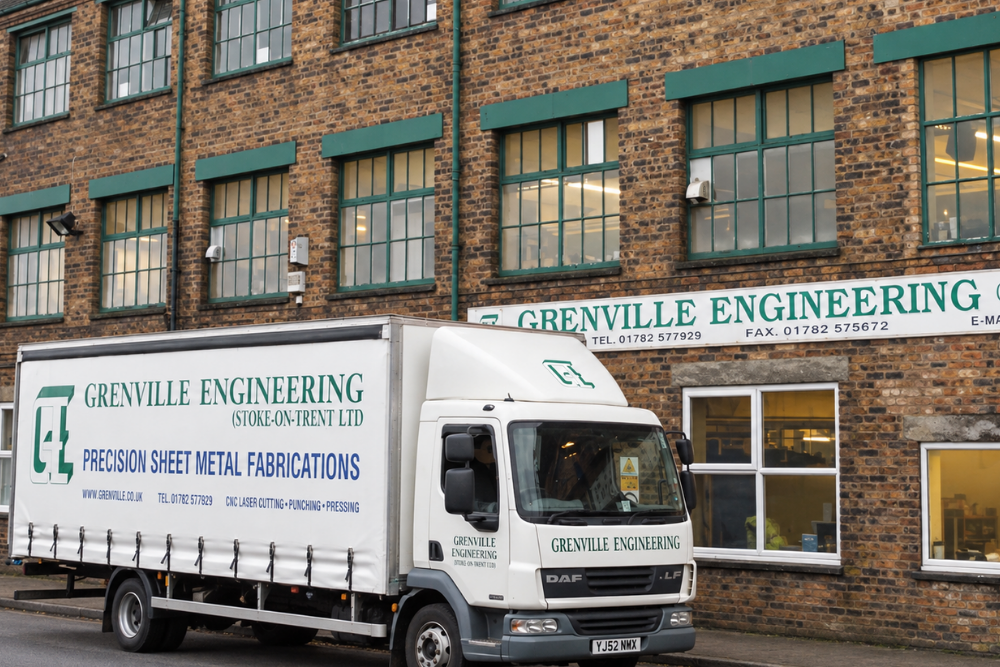 Historic Grenville Engineering lorry outside the original Stoke-on-Trent factory.